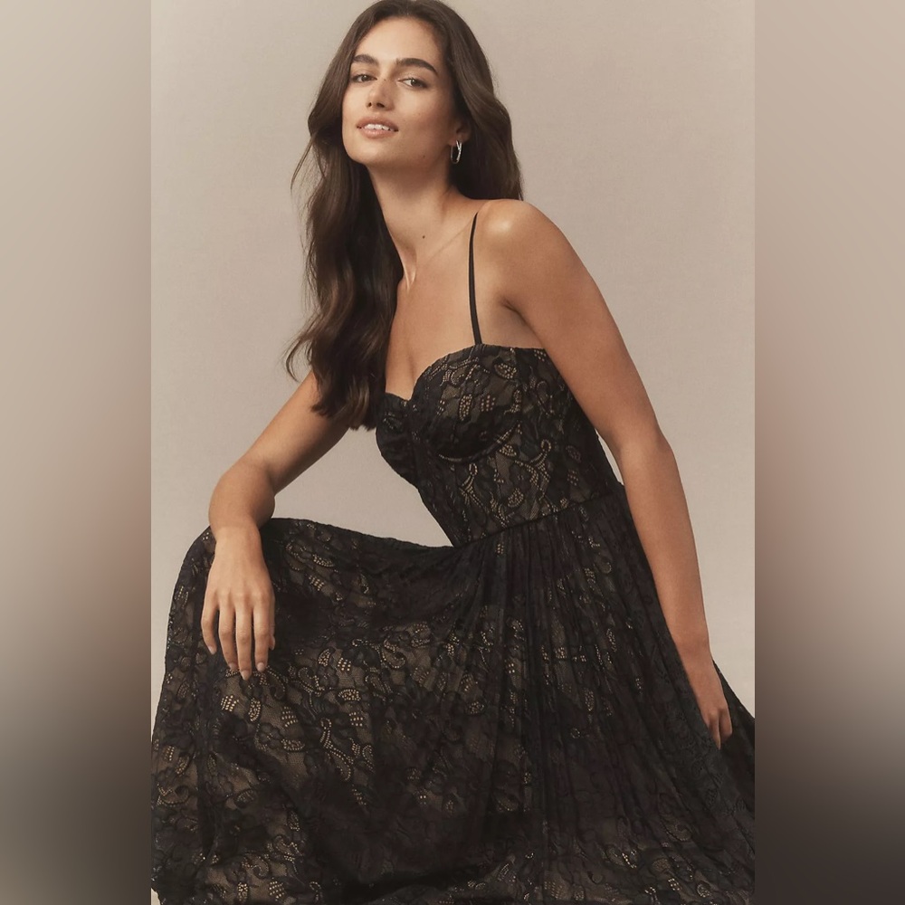 Hutch Black Lace Strapless Dress